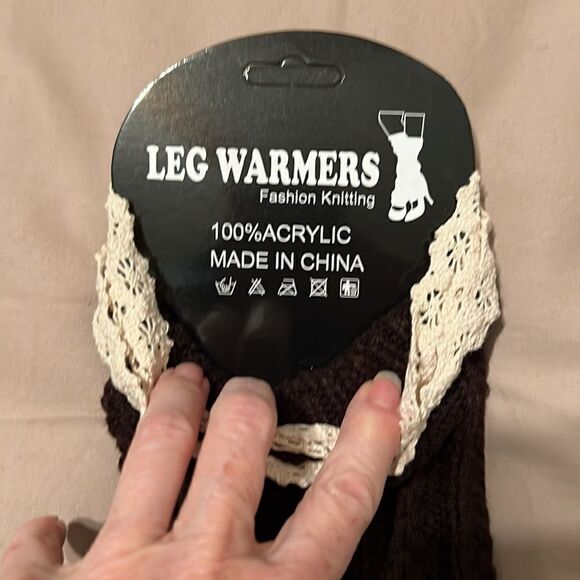 NWT boot cuff leg warmers purple with ecru lace trim other colors listed - Picture 4 of 6